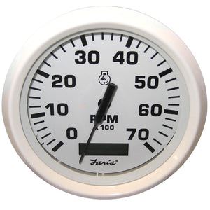 Faria Dress White 4" Tachometer w/Hourmeter - 7000 RPM (Gas) (Outboard) [33140]