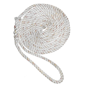 New England Ropes 1/2" Premium 3-Strand Dock Line - White w/Tracer - 15 [C6050-16-00015]